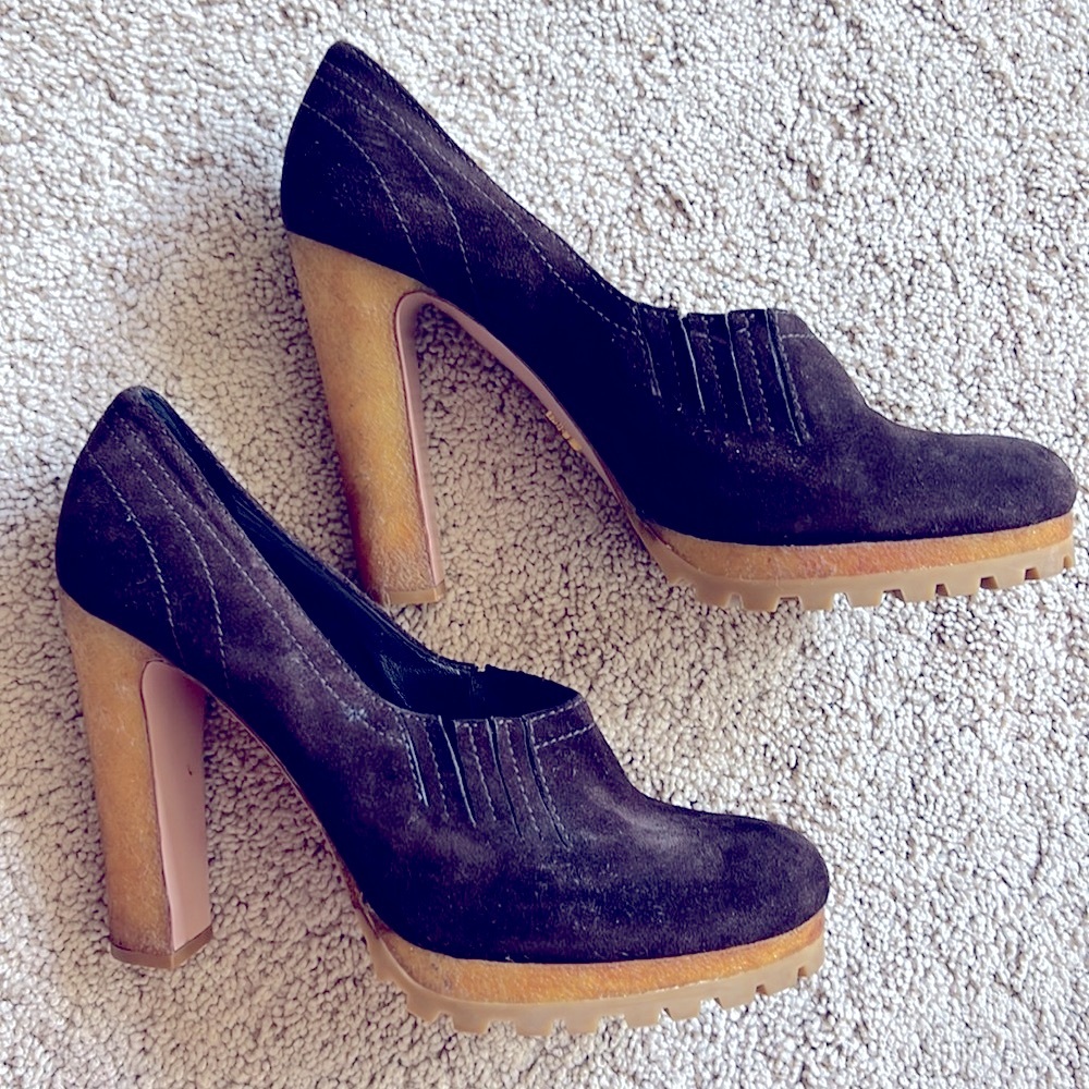 Prada Shoes | Suede Lug Soles High 40 It Pumps, Brown, (Size EU 40), New